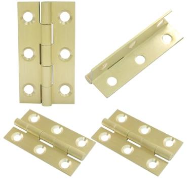 Imagem de Murtenze 4 peças mini dobradiças de latão sólido de 5 cm, dobradiças de armário de latão, dobradiças de caixa pequena, dobradiças de extremidade para armário, gaveta, caixa de madeira