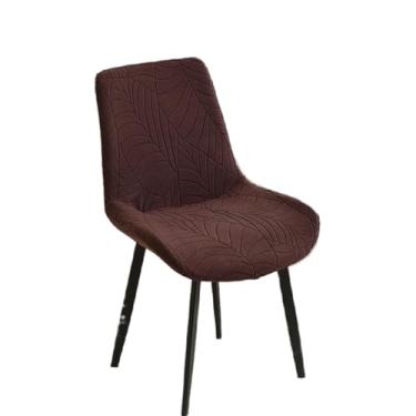 Imagem de Capas para cadeiras curvas com estampa de folhas jacquard, 1/2/4/6 peças, elásticas, protetoras de assento para hotel, casamento, cozinha, banquete (6 peças/capa de café A7)