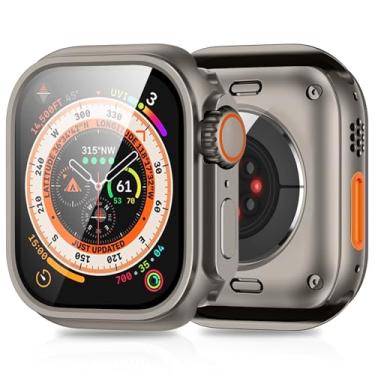 Imagem de Capa 3 em 1 compatível com Apple Watch Series 10 de 46 mm com proteção robusta [transforme em visual ultra 2] com película protetora de tela de vidro temperado projetada para Apple Watch Series 10 de