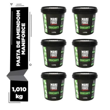 Imagem de Kit 06x Maniforce Pasta Amendoim Crocante 100% Amendoim 1kg