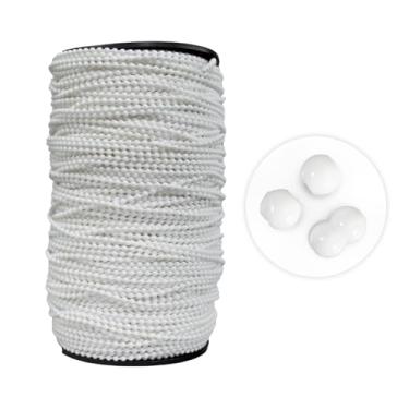 Imagem de Corrente para Persiana Rolô e Romana, 10 Metros, Branca, com Conectores e Limitadores, 4mm