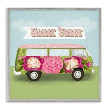 Imagem de Stupell Industries Flower Power Peony Bus Gray Framed Giclee Art Design por Jilly Jack Designs, 61 x 61 cm