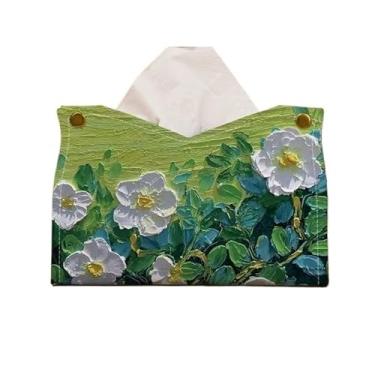 Imagem de ZzleoyuUUs-12 Capa de caixa de lenços de papel PU porta-guardanapos de couro para toalha de papel doméstico sala de estar caixa de lenços suporte de lenço facial suporte de caixa de lenços (verde)