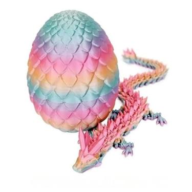 Imagem de Dragão em Ovo 3D Articulado – Dragão Impresso em 3D 22cm com Juntas Flexíveis, Ovo de Dragão 3D, Brinquedo Decorativo, Ornamento de Mesa e Ovos de Dragão Míticos (Candy Colors)