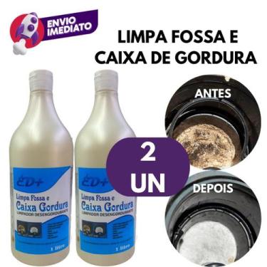 Imagem de Kit Limpa Fossa Caixa Gordura 1 Litro Limpador Desengordurante Remove 