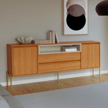 Imagem de Buffet Balcão Florença 184cm MDF Freijó Off White com 2 Portas 2 Gavet