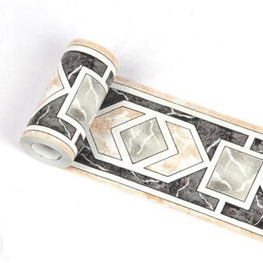 Imagem de TsoLay Papel de parede 374 polegadas 3D Peel and Stick Papel de parede autoadesivo retrô decoração de parede para chão, banheiro, sala de estar, restaurante