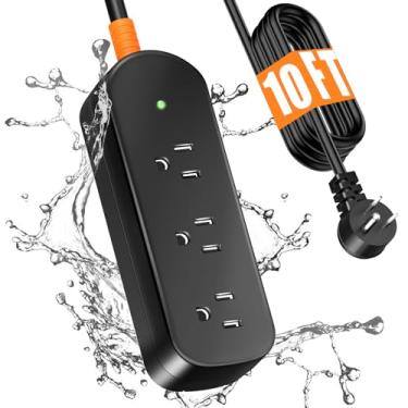 Imagem de Cabo de extensão externo à prova d'água cabo de extensão resistente de 3 metros de comprimento protetor contra surtos de filtro de energia externo