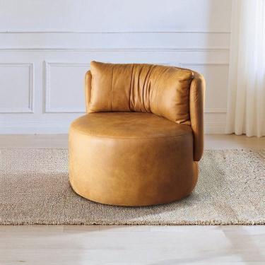 Imagem de Poltrona Base Fixa e Estofada Lizzy Espresso Móveis Marrom Caramelo