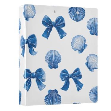 Imagem de Fichário de 3 anéis, laço de concha, azul, fichários de 3,8 cm, três fichários com prancheta, serve para papel de 21 x 28 cm, 3 bolsos internos de PVC transparentes para material de escritório