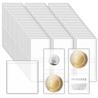 Imagem de Vmiapxo 200 Pack Double Pocket Coin Sleeves, Coin Flips Plastic Transparent Coin Collection Holder Clear Protectors for Coins Jewelry Ring Earring Pendant Gemstone