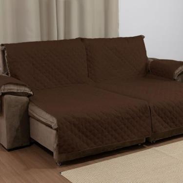 Imagem de Capa para Sofá Retrátil 2,40m x 2,40m | Protetor de Sofá Reclinável e Retrátil | Dois Lugares Lavável Antiderrapante | Proteção para Pets, Crianças e Decoração (Tabaco)