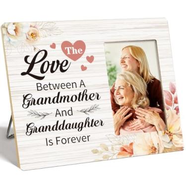 Imagem de OTINGQD Porta-retrato para avó, presentes para avó da neta, presente de Natal, aniversário e dia das mães para avó, porta-retrato de madeira The Love Between a Grandmother and Granddaughter Is Forever