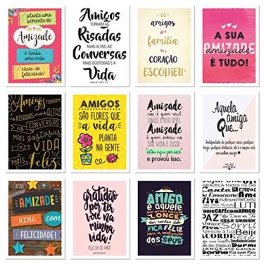 Imagem de Kit 12 Placas Decorativas Mdf Frases Amizade