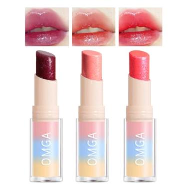 Imagem de Blopuivo Batom de sereia com brilho labial, 3 cores, hidratante labial, glitter e brilho labial