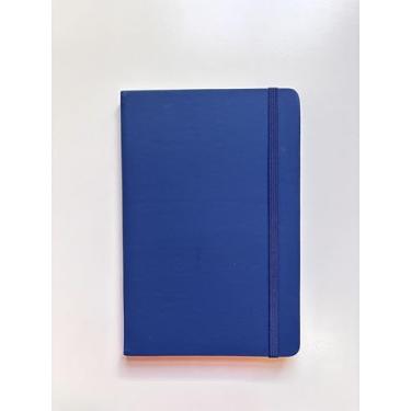 Imagem de Caderno Tipo Moleskine Com Pauta 14x21 Caderneta de Anotações com Capa Dura e Elástico Tamanho A5, Azul