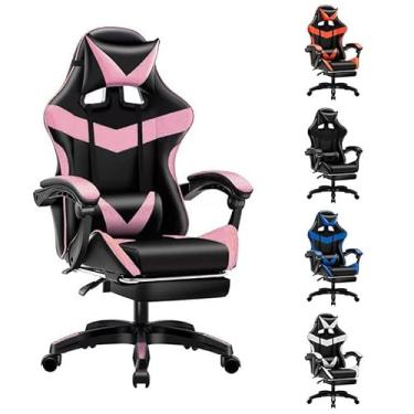 Imagem de Cadeira Escritório Gamer Ergonômica Reclinável Confortável Com Rodinha E Apoio Para Os Pés(Cor aleatória)