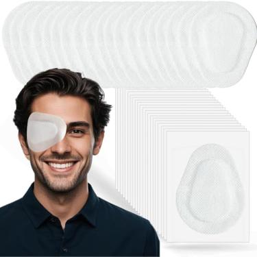 Imagem de THSIREE 45 adesivos para os olhos para adultos, adesivo médico descartável respirável para ambliopia olho preguiçoso bandagens adesivas sem látex para adultos tamanho grande 3,54 × 2,73 cm branco