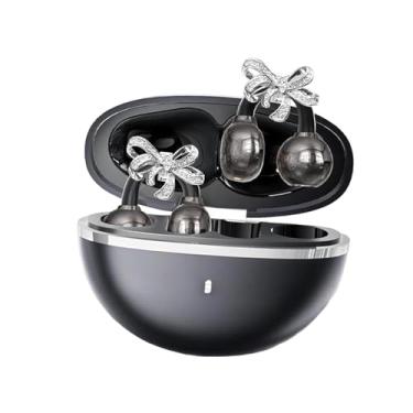 Imagem de Generic Fones de ouvido de encaixe com orelha aberta para mulheres com brinco de laço removível para corrida, esportes, escritório, presentes e festas, Preto