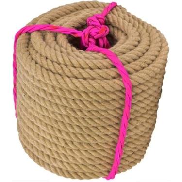 Imagem de Corda Grossa, Corda De Juta Tural, Corda De Juta 164 Pés 25mm De Espessura Torcida Cordas De Manila Tural Corda De Cânhamo Resistente Para Jardinagem, Empacotamento E Decoração De Casa