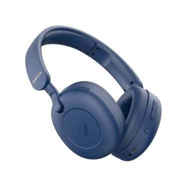 Imagem de havit H655BT - Auriculares híbridos com cancelamento ativo de ruído, auriculares de áudio de alta resolução, cancelamento de ruído, 76 horas, tempo de reprodução, 7 modos de equalização através（Azul）