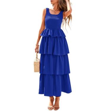 Imagem de Vestido feminino PRETTYGARDEN 2025, verão, sem mangas, azul midi royal