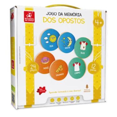 Imagem de Jogo da Memória Os Opostos Madeira MDF 24 Peças Pedagógico - Brincadei