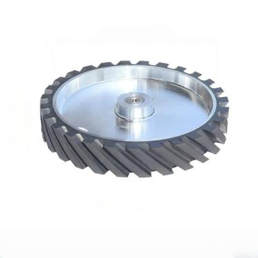 Imagem de Roda de contato de borracha ranhurada de 300x50 mm, 12 polegadas x 2 polegadas, peça de retificadora de correia balanceada dinamicamente para retificação de metal, 6201 instalado 12