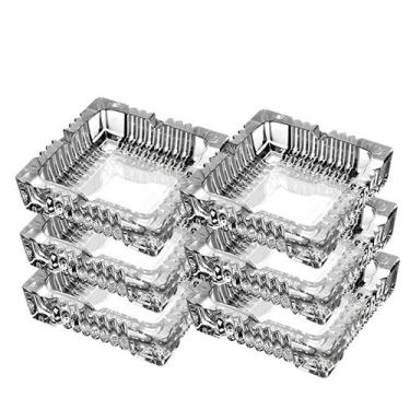 Imagem de Kit 6 Cinzeiro Vidro Restaurante Hotel Bar Casa Quadrado Automotivo Re