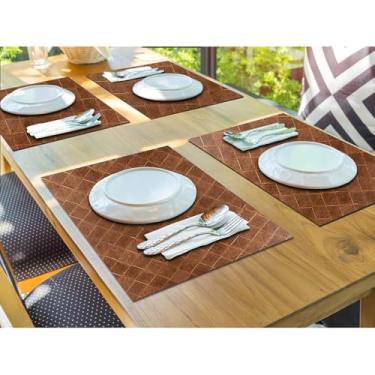 Imagem de Kit Jogo Americano Sousplat 30 Unidades Restaurantes Bar Hotel Mesa Posta Decoração - Mosaico Caramelo Marrom Retangular