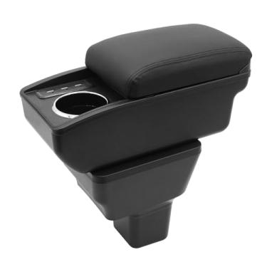 Imagem de YJYWZH Caixa De Armazenamento Para Apoio Braço Carro Nissan Almera Versa 2020-2024, Organizador Console Central Camada Dupla Com 6 Portas Usb E Porta-Copos, Acessórios Internos (Linha Preta)