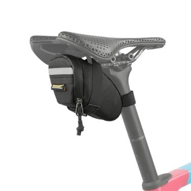 Imagem de abamita Bolsa para assento de bicicleta, bolsa para selim de bicicleta de 0,4 L, bolsa de ciclismo sob o assento para mountain road bike e viagens de deslocamento (preto)