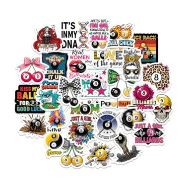 Imagem de Pacote com 30 adesivos de bilhar – Adesivos de vinil impermeável com 8 bolas e 9 bolas para sinuca, laptop, garrafa de água, caixa de ferramentas – adesivos divertidos com tema de bilhar para