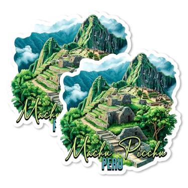 Imagem de Ímãs Machu Picchu Peru 10 cm Pacote com 2 Ruínas Incas Andes – Ímãs de viagem decorativos de vinil forte para geladeira armário cozinha escritório – Fofo divertido estética legal durável e lembrança