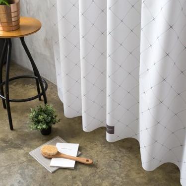 Imagem de onesevennine Cortina de chuveiro de designer coreana – sem costura, resistente à água (180 cm L x 188 cm C) tela de arame – Inclui 12 ganchos de plástico para fácil configuração