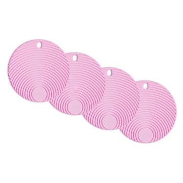 Imagem de Conjunto de Descansos de Panela Redondo de Silicone Lilás - 4 unidades - 17x17cm - Resistente ao Calor e Deslizamento - Livre de BPA