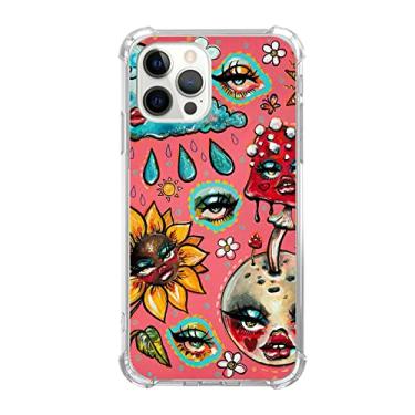 Imagem de Capa para celular Indie Flower para iPhone 12Pro Max, Sun Hippie Flower Indie estética linda rosa para iPhone para mulheres, meninas, capa de proteção de TPU moderna exclusiva para iPhone 12Pro Max