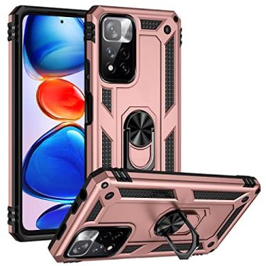 Imagem de SORAKA Capa para Xiaomi Redmi Note 11 Pro+ 5G com suporte de anel invisível e placa de metal para montagem magnética em carro Capa rígida para PC Capa Xiaomi Redmi Note 11 Pro Plus 5G Capa