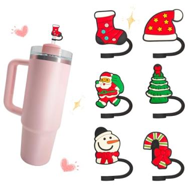 Imagem de 6 peças de Natal boneco de neve Stanley Cup Capa de palha Stanley Topper Stanley Cup Acessórios Stanley Cup 1,134 g