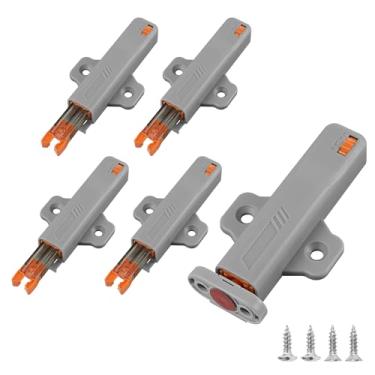 Imagem de Redunest Trava de empurrar para abrir a porta, pacote com 5 travas não magnéticas, resistentes, para porta oculta, gaveta, puxar, ponta de bloqueio de toque no armário de trailer, fecho forte, encaixe