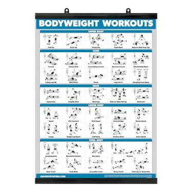 Imagem de Palace Learning Pôster de exercício de treino de peso corporal - Tabela de exercícios de peso corporal - Rotina calistenia - com moldura de plástico, 45,7 cm x 61 cm