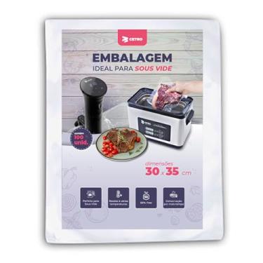 Imagem de CETRO Embalagem Sous Vide 30x35cm – 100 Unidades, Alta Resistência, Livre de Bisfenol A, 12 Micras