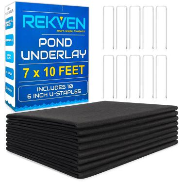 Imagem de REKVEN Forro de lago pequeno - 18 x 3 metros - Tecido de paisagismo geotêxtil não tecido com 10 grampos de jardim em U - Enchimento perfeito para carpas de peixe e lagoas pré-formadas, fontes