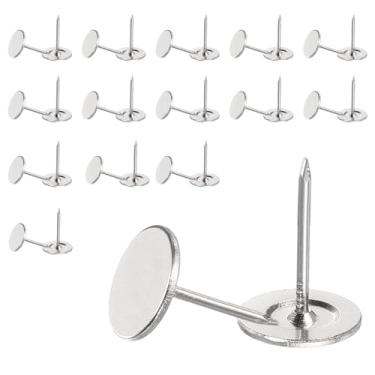 Imagem de YELARXI Tachinhas de unhas de estofamento, pregos para móveis, 5/8 x 3/4 de cabeça chata, alfinetes vintage para pendurar na parede/escritório/decoração de móveis/foto) 0,1 cm A, 30 peças e prata