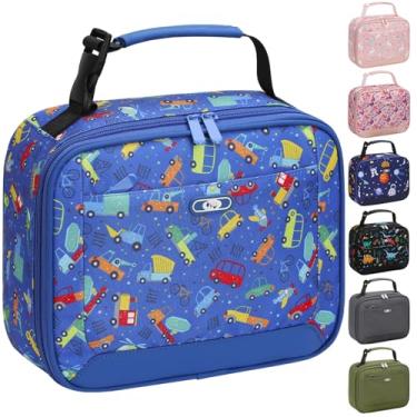 Imagem de Lancheira infantil com isolamento térmico para meninos e meninas, fofa, reutilizável, lancheira, impermeável, portátil, térmica para crianças, para escola, piquenique, viagem, carro azul