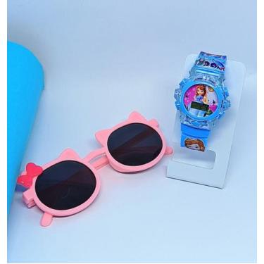 Imagem de Kit Relógio Infantil Digital Pisca Luz Led musical Personagem Stitch L