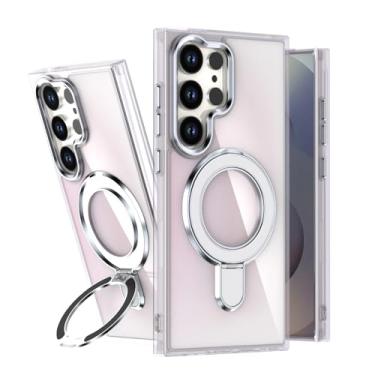 Imagem de Capa magnética com suporte giratório e gradiente da moda para Samsung Galaxy S25 S24 S23 S22 Ultra Plus (para Galaxy S24/branco)