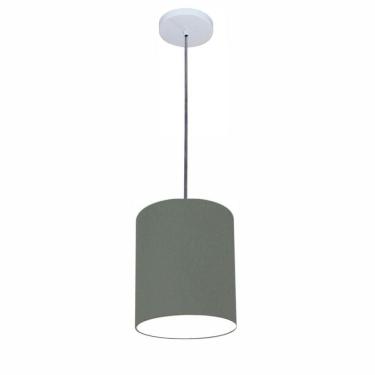 Imagem de Lustre Luminária Pendente Vivare Free Lux Pe-4104br Cúpula Em Tecido 15x25cm Cinza-escuro Canopla Branca E Fio Cristal