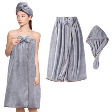 Imagem de Toalha de cabelo Bath Wrap KOIKEY Women Microfiber Grey
