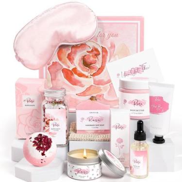 Imagem de Conjunto de presentes de spa Frerdui Rose Scent com sais de banho e ma